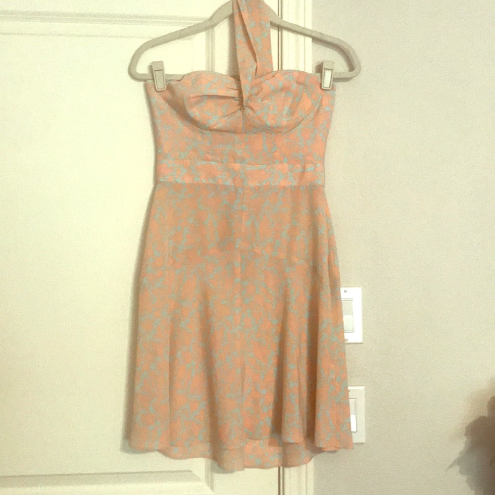 Pink and Teal Halter Dress